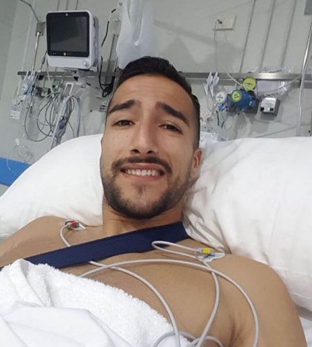Jorge Sánchez, cancerbero del CF Motril, tras ser operado Jorge Sánchez, cancerbero del CF Motril, tras ser operado