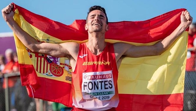 Ignacio Fontes tras proclamarse Campeón de Europa Sub 23 de 1500 METROS (@IGNACIOFONTES/ARCHIVO) 