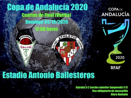 Cartel del partido matinal de mañana ante el Athletic Coín. Los aficionados podrán acudir al estadio por 5 € (CÉLTIC PULIANAS)