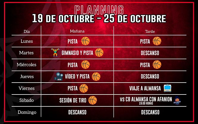Planning semanal del Coviran Granada (FUNDACIÓN CB GRANADA) 