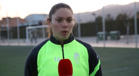 Mili Menéndez, tras el empate del Granada en Alhama de Murcia (GCF) Mili Menéndez, tras el empate del Granada en Alhama de Murcia (GCF)