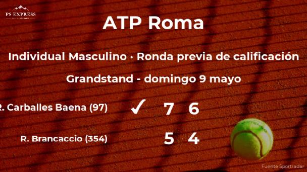 Roberto Carballés sigue en el torneo ATP de Roma (EN CANCHA)