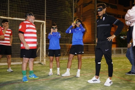 Carol Hernández, Inés Faddi y Luis Milla, durante la jornada de fútbol adaptado en la que participaron (GCF) Carol Hernández, Inés Faddi y Luis Milla, durante la jornada de fútbol adaptado en la que participaron (GCF)