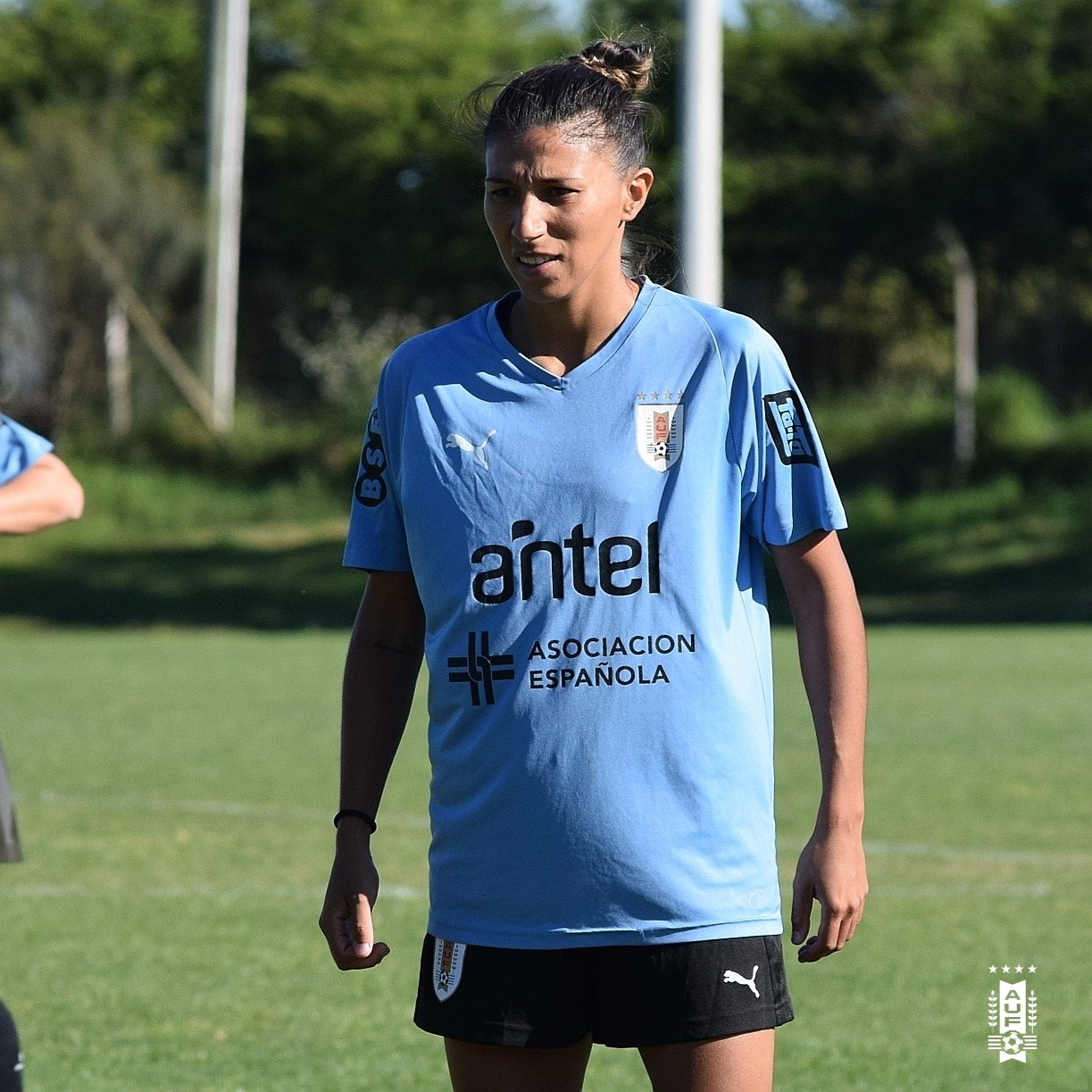Pamela González, durante un entrenamiento reciente con la selección uruguaya (AUF FEMENINO)