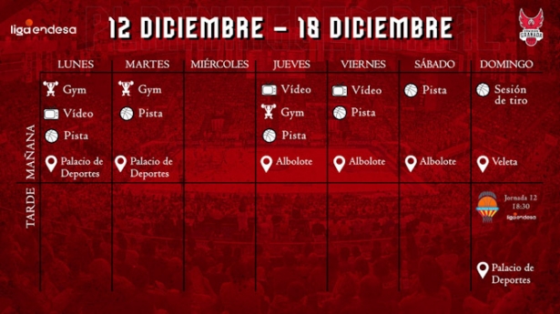 Plan semanal del Covirán Granada (FUNDACIÓN CB GRANADA)
