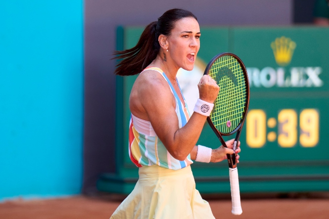 Nuria Párrizas celebra un punto (MUTUA MADRID OPEN) 