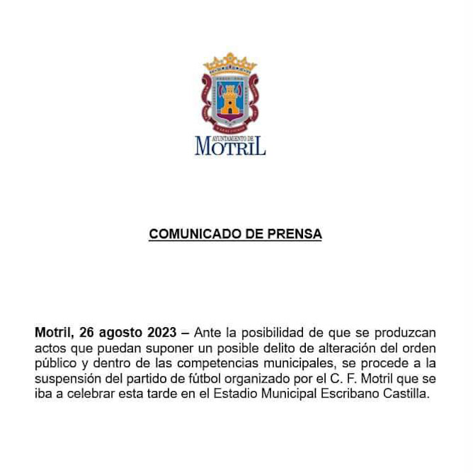 Comunicado del Ayuntamiento de Motril (AYTO. MOTRIL)