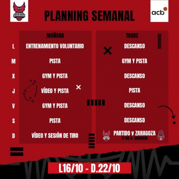 Planning semanal del Covirán Granada (FUNDACIÓN CB GRANADA) Planning semanal del Covirán Granada (FUNDACIÓN CB GRANADA)