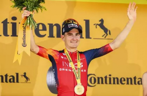El ciclista español Carlos Rodríguez (INEOS Grenadiers) celebra una victoria de etapa en el Tour de Francia 2023 (DAVID PINTENS/BELGA/DPA - ARCHIVO) El ciclista español Carlos Rodríguez (INEOS Grenadiers) celebra una victoria de etapa en el Tour de Francia 2023 (DAVID PINTENS/BELGA/DPA - ARCHIVO)