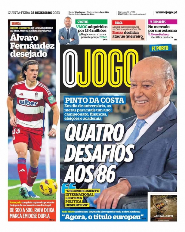 Portada del Diario O Jogo Portada del Diario O Jogo
