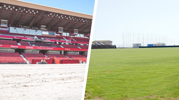 El césped del Nuevo Los Cármenes ya luce en la Ciudad Deportiva (GCF) El césped del Nuevo Los Cármenes ya luce en la Ciudad Deportiva (GCF)