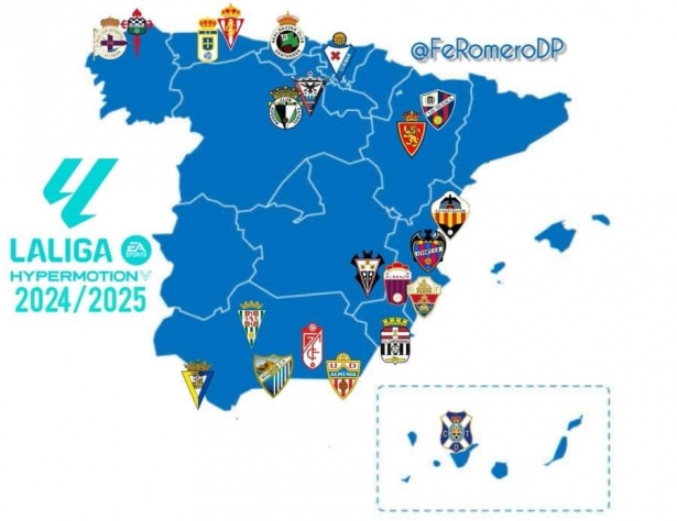Mapa de LaLiga Hypermotion 