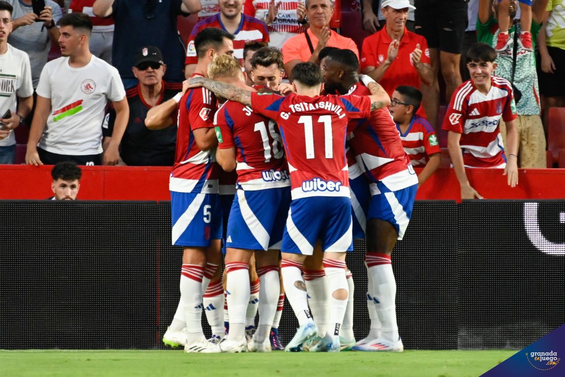 El Granada ha celebrado goles en todos los partidos (JOSÉ M. BALDOMERO)
