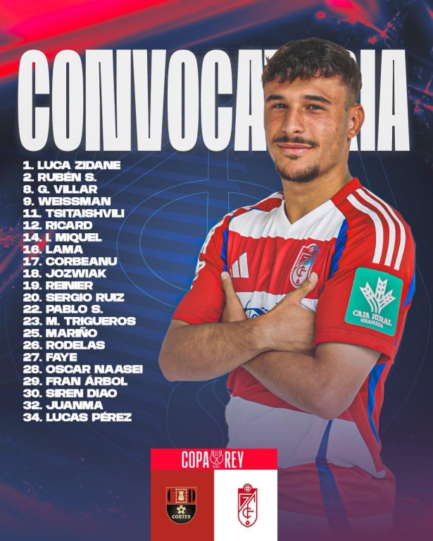Lista de 22 jugadores para afrontar la Copa (GRANADA CF)