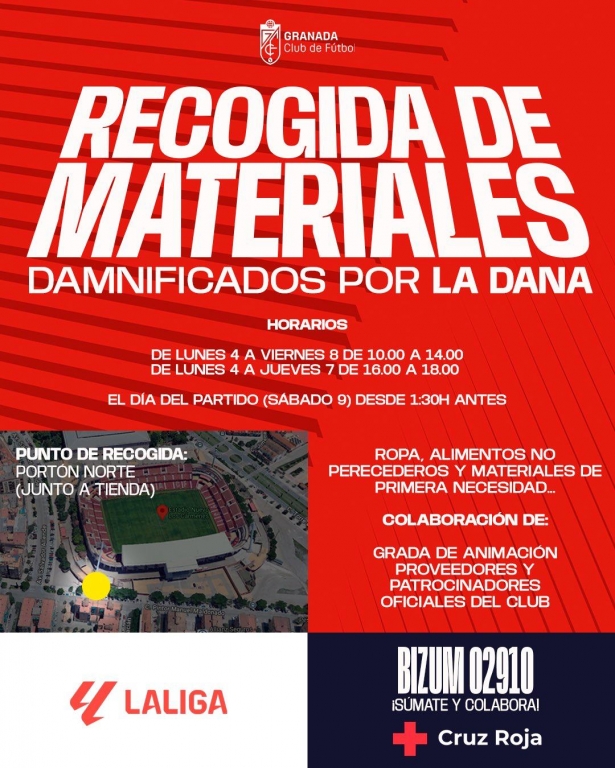 El Granada impulsa una recogida solidaria para Valencia (GRANADA CF) El Granada impulsa una recogida solidaria para Valencia (GRANADA CF)