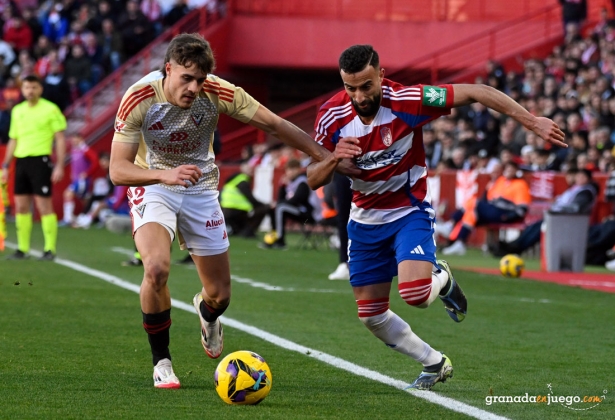Abde Rebbach en una jugada del partido ante el CD Mirandés (JOSÉ M. BALDOMERO) Abde Rebbach en una jugada del partido ante el CD Mirandés (JOSÉ M. BALDOMERO)