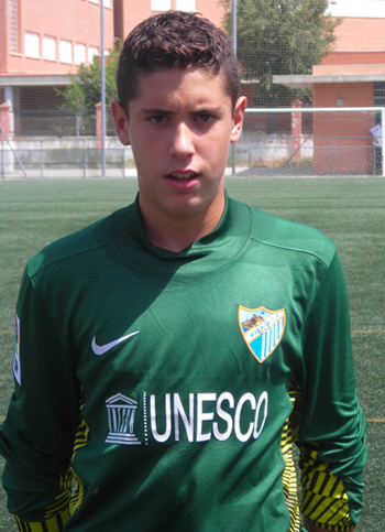 Samuel Casado con la camiseta del Málaga