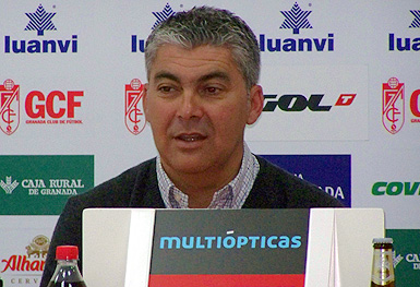 Aguado en la rueda de prensa previa al encuentro ante el Cádiz CF (GRJ)