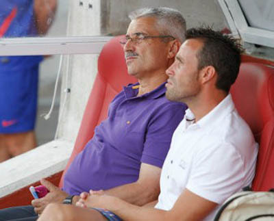 Javi García durante su época de ayudante de Fabri en el Granada (BALDOMERO)