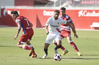En el partido de ida Sevilla Atlético y Recreativo igualaron a uno (@CANTERASFC)