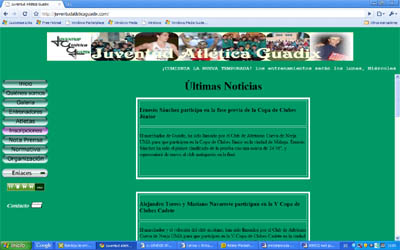 Detalle de la portada de la página web de la Juventud Atlética de Guadix (GRJ) Detalle de la portada de la página web de la Juventud Atlética de Guadix (GRJ)
